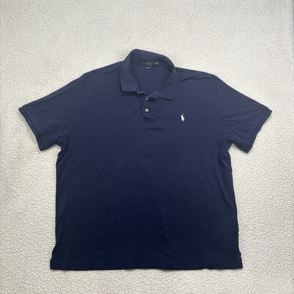 Polo Ralph Lauren Polo Shirt Mens XXL Navy‎ Cotton Golf Classic Fit White Pony